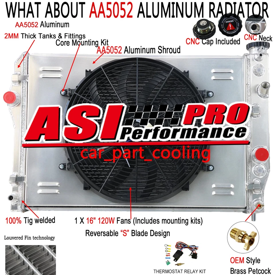 4 ROW RADIATOR SHROUD FAN FIT 1993-2002 96 CHEVY CAMARO PONTIAC FIREBIRD 5.7L V8 Foto 1 de 4