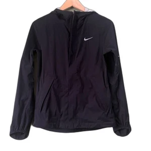Nike schwarze leichte Lauf Windbreaker Jacke reflektierende Punkte Gr. S - Bild 1 von 5