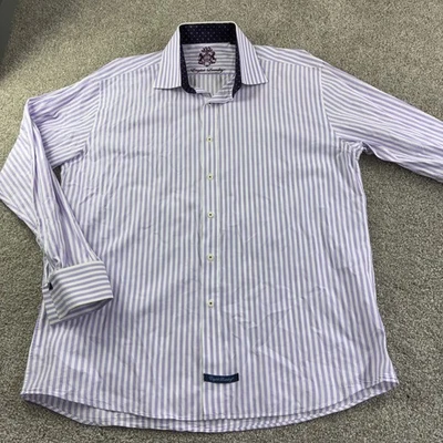 Camisa de vestir English Laundry para hombre 17 rayas puño abatido púrpura y blanco carrera Foto 1 de 4
