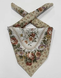 Handkerchief LAURA ASHLEY Vtg Woman Mini Scarf Floral Cotton Pocket Square 19.5” - Picture 1 of 8