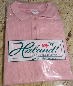 NEW! Women's Size L Haband Collared Knit Sweater Banded Waist Pink Code B1V - Picture 1 of 2