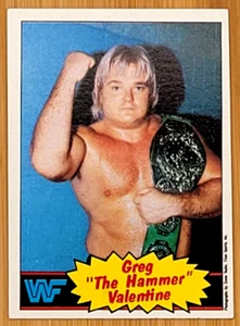 1985 TOPPS WWF GREG "THE HAMMER" VALENTINE RC ROOKIE CARD - Bild 1 von 2