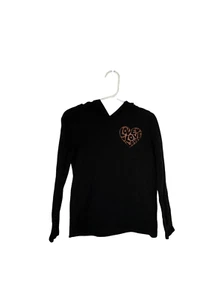 Carters Kids Girls Size 6/6X Sequin Love Graphic Pullover Hoodie Black - Picture 1 of 4