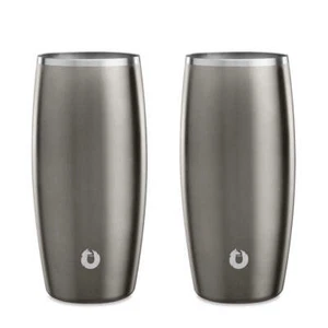 SNOWFOX Stainless Steel Beer Glass Set, Set of 2 - Olive Grey - Picture 1 of 4
