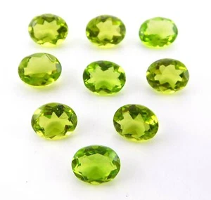 8x10 MM Lab Created Peridot Oval Cut Lot Loose Gemstone 15.40 Cts 6 Pcs C-2303 - Picture 1 of 4