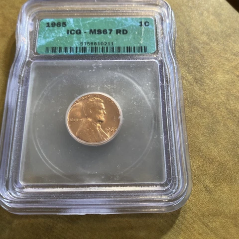 1965 Lincoln Cent ICG MS67 RD Cover