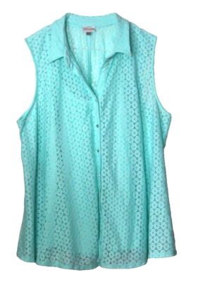 AVENUE кружева блузка и бак комплект женщины размер 26/28 новом зеленый без рукавов вязаный - Изображение 1 из 4