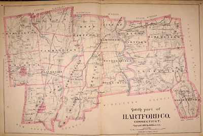 1893 Plat Map ~ SOUTH PART of HARTFORD COUNTY, CONNECTICUT ~ (19x29)-#001 - Image 1 of 2