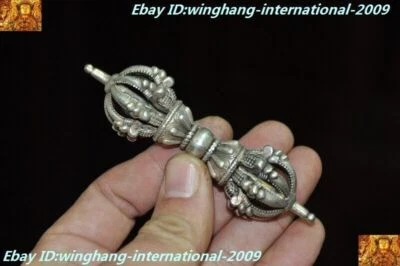 Templo budista tibetano Tíbet plata Vajra Dorje Phurpa exorcismo talismán estatua Foto 1 de 4