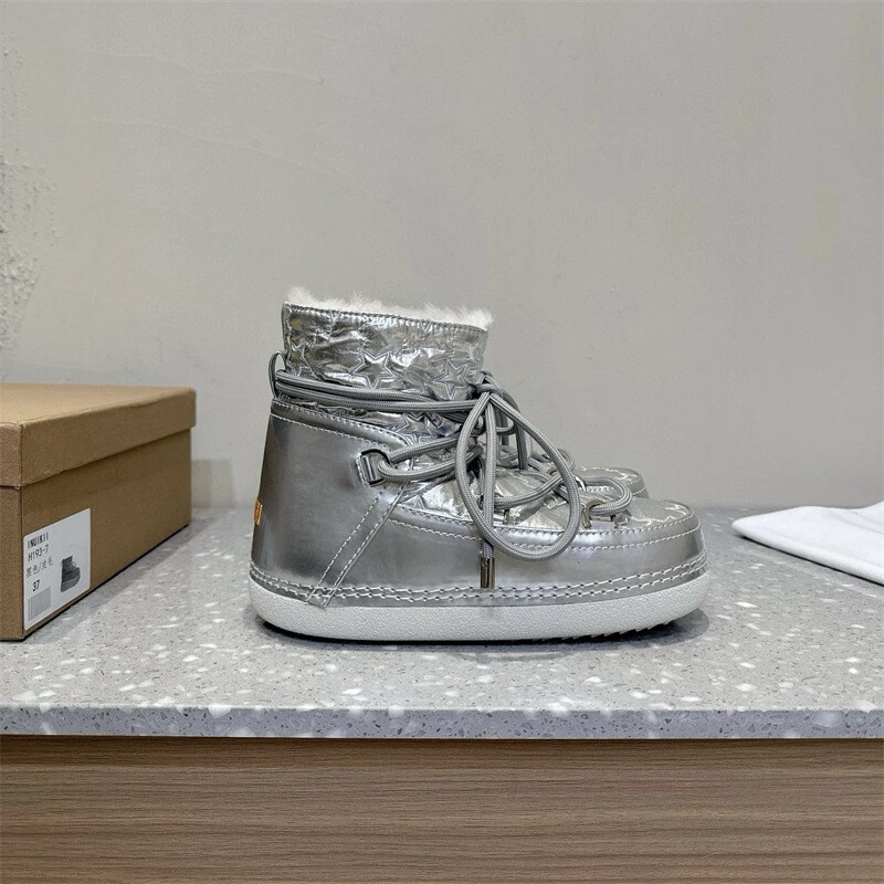 Botas de neve femininas INUIKII de pele multifuncional antiderrapante elevação - Imagem 1 de 4