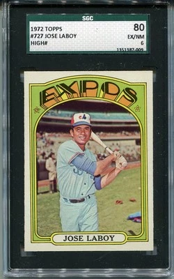 1972 Topps Jose Laboy #727 High# SGC 6 EX-NM - Image 1 of 2