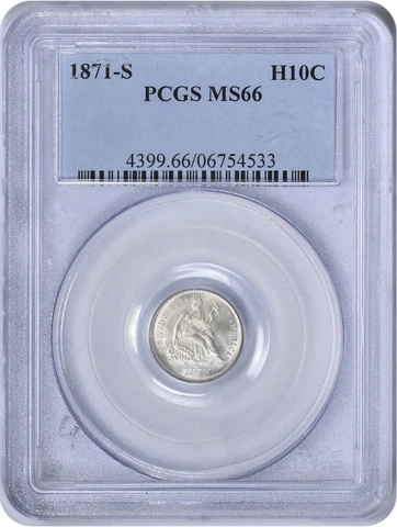 1871-S Liberty Seated Silver Half Dime MS66 PCGS Cover