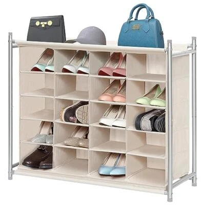  Stackable Shoe Cubby Organizer, Free Standing Shoe Cube Rack for 20-Cube Beige - Image 1 of 4