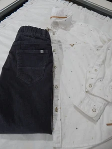 ZARA Boys size 7/8 Grey Corduroys And Adventure Nature Preppy Shirt outfit - Picture 1 of 14