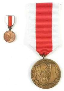 064 WK2 POLNISCHE VERDIENSTMEDAILLE FÜR LANDESVERTEIDIGUNG + MINIATUR - Bild 1 von 8