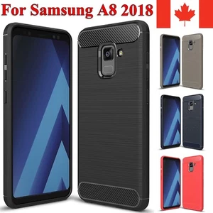 Coque pour Samsung Galaxy A8 2018 - Coque résistante antichoc en fibre de carbone TPU - Photo 1 sur 11
