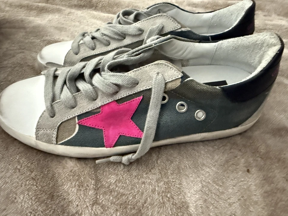 Size 39- Golden Goose Superstar Black/Camouflage/Fuchsia - Image 1 of 4