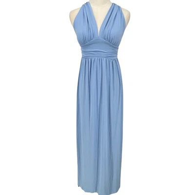Maxi Vestido Susana Monaco Azul Halter Cuello Cintura Reunida Talla S NUEVO - AC Foto 1 de 4