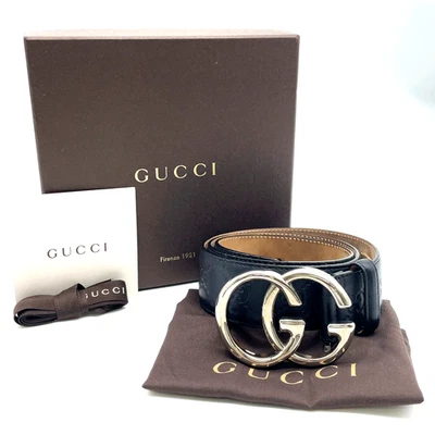 Auténtico cinturón GUCCI GG Guccissima negro 259982 doble G 85 cm con inclusiones i111301 - Imagen 1 de 4