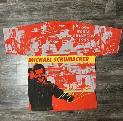 Vintage Michael Schumacher Shirt Mens L/XL Red Formula 1 Racing World Champ 90s - Image 1 of 4