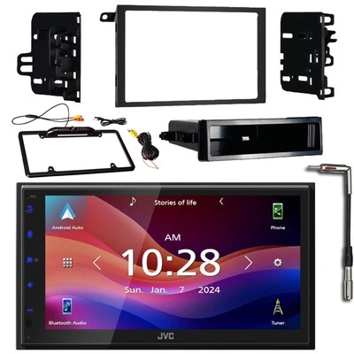 JVC Touchscreen Bluetooth Radio,Antenna Adapter, RearView Camera, GM Install Kit - Image 1 of 4