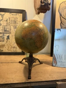 Antique JOHNSTON 12” Globe World Cast Iron Japan Finish Base CA 1890 Office - Picture 1 of 5