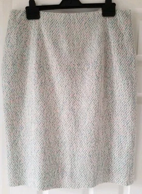 Hobbs Size 16 Green/Blue/white Cotton Tweed Straight skirt, Knee length, NEW - Image 1 of 4