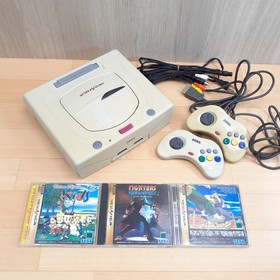 SEGA SATURN console white with 2 controllers & 3 games tested Japanese System