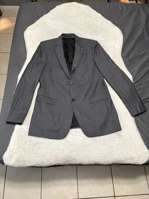 Theory Mens Black Gray Wool Blazer Sport Jacket Size 44L 2 Button - Image 1 of 4