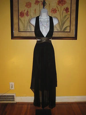 Новый с Ярлыками Arden B. $139 Deep-V шифоновое Hi-Lo макси платье размер S - Изображение 1 из 4