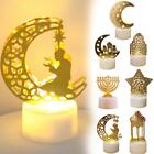 Eid Mubarak Muslim LED Night Light Ramadan Lamp Decor Moon Hollow Gifts S5E2