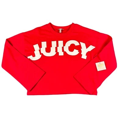 Juicy Couture Girls 10 Long Sleeve Logo Oversized Cropped Pullover Shirt NWT - Image 1 of 4