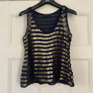 FRENCH CONNECTION STRIPED SEQUIN VEST TOP SIZE 8-10 BNWOT - Picture 1 of 3
