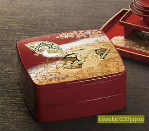 Jubako Bento Box Estilo Kyo Lunch Box Rojo Laca Yamanaka Japón con 4 estuche - Imagen 1 de 7