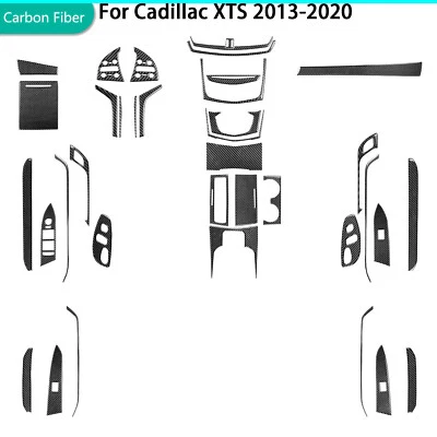 Kits de molduras exteriores interiores completos de fibra de carbono real de 37 piezas para Cadillac XTS 13-19 Foto 1 de 4
