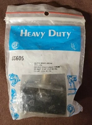 Selecta SS605 Heavy Duty Switch Quick Make Break OFF-ON DPST 20A 2HP 250V AC/DC - Imagem 1 de 4