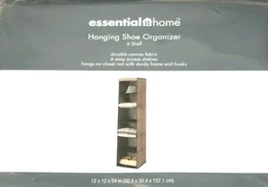 Organizador de zapatos de armario colgante de lona marrón Essential Home 6 estantes - Imagen 1 de 3