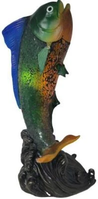 Mahi Fish Low Light Crackle Glass Accent Table Lamp Tiki Bar Beach House Decor