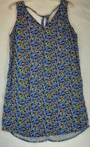 Gap Sundress Womens Medium /Navy Floral /V Neck /Open Back/ Tie Closure  - Picture 1 of 7