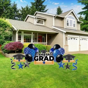 VictoryStore Congrats Grad Blue Outdoor Graduation Party Display 20025D - Picture 1 of 9
