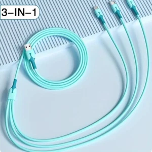 3 In 1 Fast Charge Cable For Apple, Android Type-c, Soft Mobile Phone Charging - Picture 1 of 4