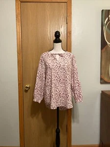 Caslon Large Multi-Color w/Geometric Print 3/4 Sleeve 100% Cotton Blouse - EUC - Picture 1 of 4