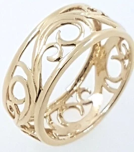 9ct Filigree with slight dome RING, 375 yellow gold - Picture 1 of 9