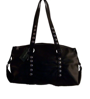 BOLSO DE MANO LAURA ASHLEY NEGRO PLATA TACHONADO PRECIO DE VENTA SUGERIDO POR EL FABRICANTE $129 NUEVO CON ETIQUETAS Foto 1 de 4