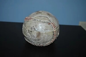 VTG HANDCRAFTED URN/Large Trinket BOX w/LID BASEBALL Shape - Picture 1 of 4