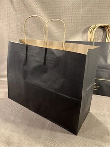 1 Dozen Black 16” X 12” X 6” Paper Bag With Handles - Picture 1 of 4