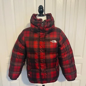 Vintage The North Face Puffer Coat Jacket Womens S 80  700  Down Fill Red Plaid - Bild 1 von 24