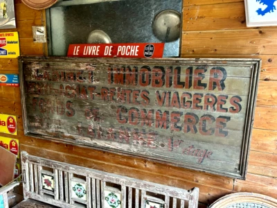 Ancienne grande enseigne bois 1920/30  objet retro vintage - Photo 1/4