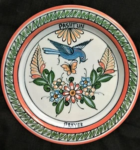 Tonala Magreb Pashtun Prayer Plate 10.5" Blue Bird,Decorative Flowers,Butterfly - Picture 1 of 8
