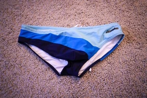 Men's Aussiebum Swim Brief Size Large Sunkist Blue Waves - Picture 1 of 4